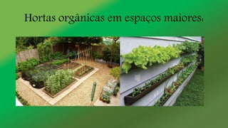 Hortas orgânicas em espaços maiores:
 