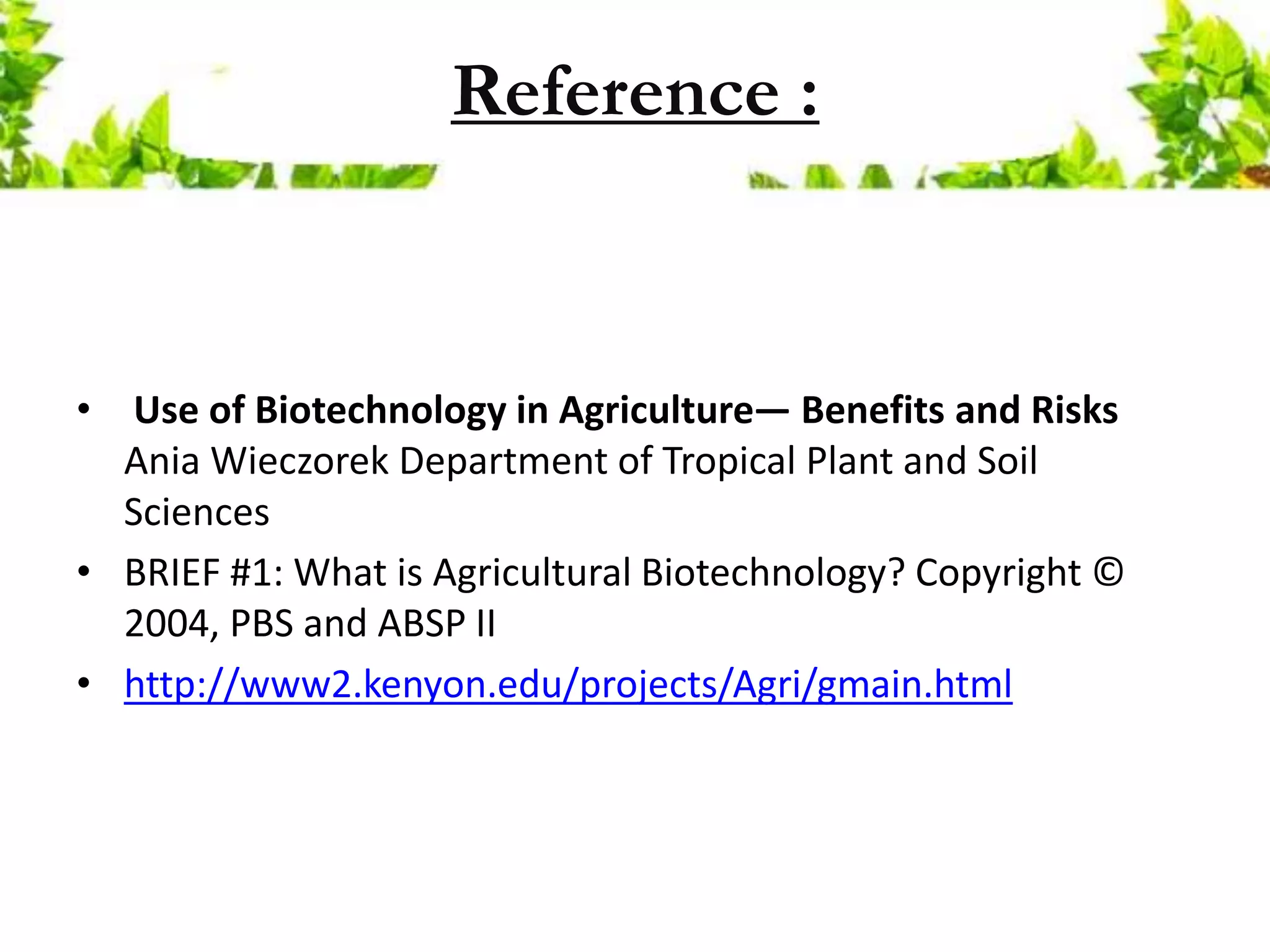 biotechnology in Agriculture | PPTX