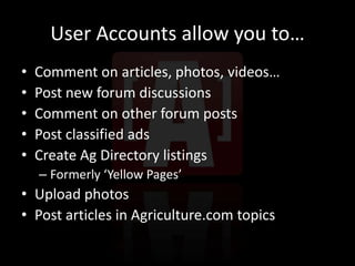 Brief History LessonJuly 2010 re-launched as AGRICULTURE.COM