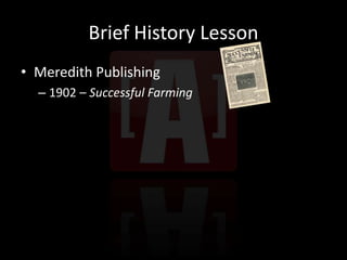 Brief History LessonMeredith Publishing1902 – Successful Farming