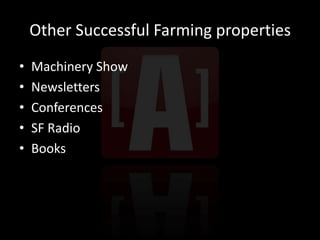 Online CommunityTALK.AGRICULTURE.COM1.2 – 1.5 million page views per month