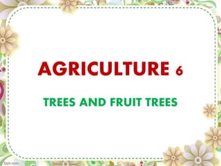 AGRICULTURE 6
TREES AND FRUIT TREES
 