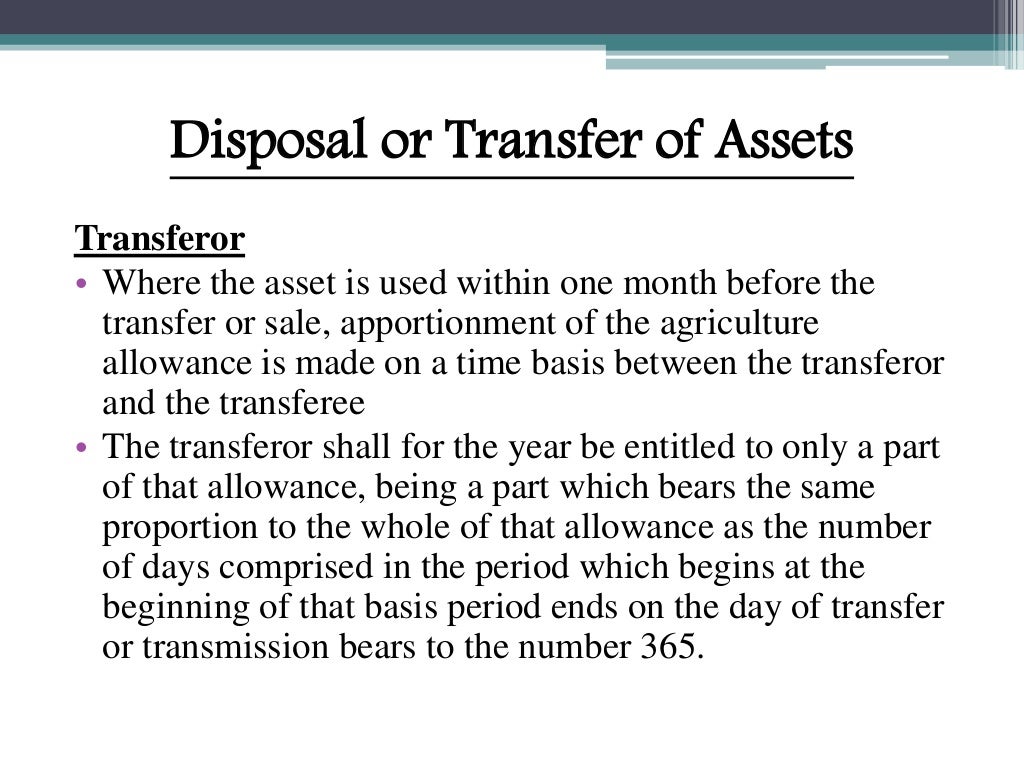 Agriculture allowance and approved agriculture project
