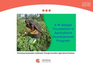 S M Sehgal
Foundation's
Agriculture
Development
Program
Promoting Sustainable Livelihoods Through Innovative Agricultural Practices
 