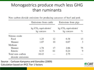 Trends of GHG emissions resulting from food systems (crops, livestock, land-based aquaculture, processed food) 