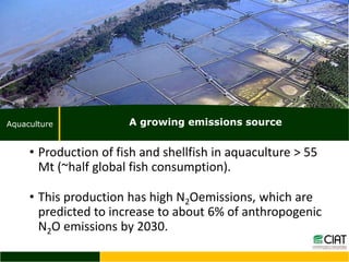 Trends of GHG emissions resulting from food systems (crops, livestock, land-based aquaculture, processed food) 