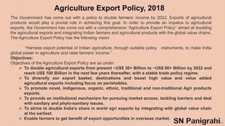 169
“Modi”-Nomics : Vision to
Double Agricultural Exports
Agriculture Export Policy, 2018
For More details on Agriculture ...