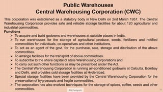SN Panigrahi 74
This corporation was established as a statutory body in New Delhi on 2nd March 1957. The Central
Warehousi...