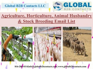 Global B2B Contacts LLC
816-286-4114|info@globalb2bcontacts.com| www.globalb2bcontacts.com
Agriculture, Horticulture, Animal Husbandry
& Stock Breeding Email List
 