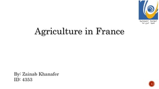 Agriculture in France
By: Zainab Khanafer
ID: 4353
1
 