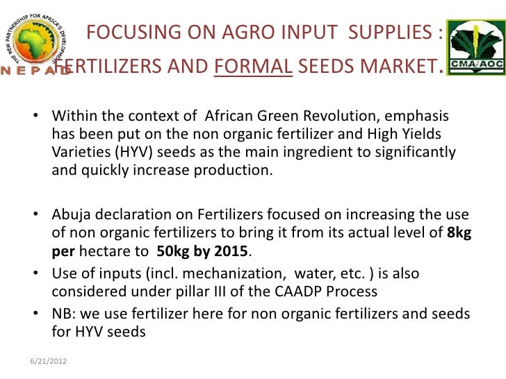 Agriculture inputs value chains