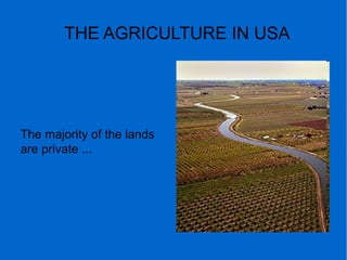 THE AGRICULTURE IN USA
The majority of the lands
are private ...
 