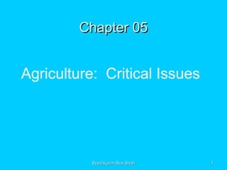 Chapter 05


Agriculture: Critical Issues




           Syed Karim Bux Shah   1
 