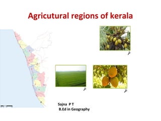 Agricutural regions of kerala 
Sajna P T 
B.Ed in Geography 
 