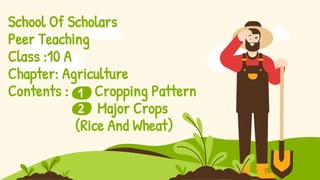 School Of Scholars
Peer Teaching
Class :10 A
Chapter: Agriculture
Contents : Cropping Pattern
Major Crops
(Rice And Wheat)
1
2
 