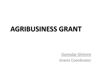 AGRIBUSINESS GRANT

Damodar Ghimire
Grants Coordinator

 