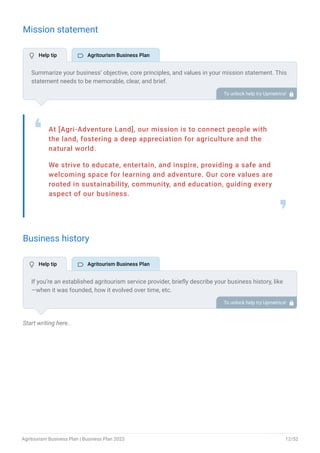 Agritourism Business Plan Example | Upmetrics | PDF
