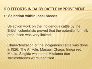 Dairy germplasm development and delivery in Africa: The Tanzania case