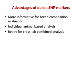 Breed composition evaluation based on genetic makers