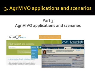 Part 3
AgriVIVO applications and scenarios
 