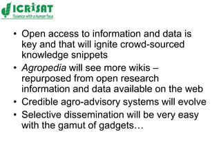Agro advisory services- Open access is a precondition