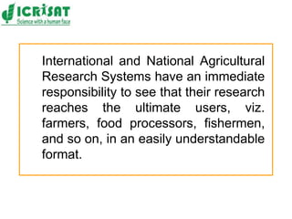 Agro advisory services- Open access is a precondition
