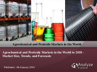 Agrochemical and Pesticide Markets in the World
Agrochemical and Pesticide Markets in the World to 2018 -
Market Size, Trends, and Forecasts
Published : 06-January-2014
 