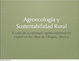 Agroecología y
                              Sustentabilidad Rural
                           El caso de la estrategia agroecoalimentaria
                            Tzotzil en los Altos de Chiapas, México




domingo 7 de abril de 13
 