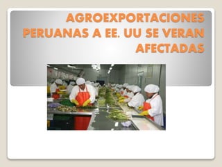 AGROEXPORTACIONES
PERUANAS A EE. UU SE VERAN
AFECTADAS
 