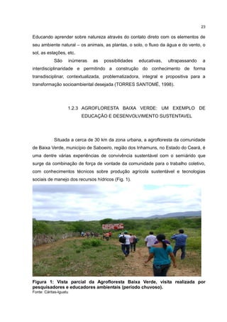 Agrofloresta e escola uma experiência de educação e sustentabilidade  ambiental na escola de ensino médio adahil barreto, município de cariús,  ceará