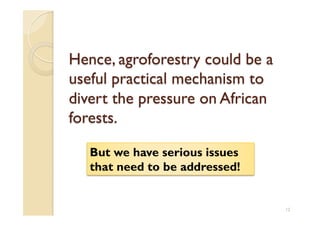 Agroforestry and redd+ in Africa: potentials, challenges and the way forward