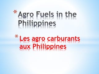*
*Les agro carburants
aux Philippines
 