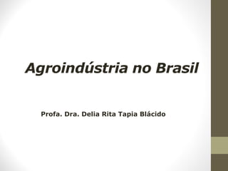 Agroindústria no Brasil
Profa. Dra. Delia Rita Tapia Blácido
 