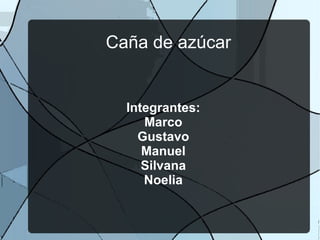Caña de azúcar
Integrantes:
Marco
Gustavo
Manuel
Silvana
Noelia
 