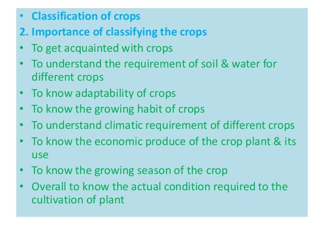 History and classification of crops