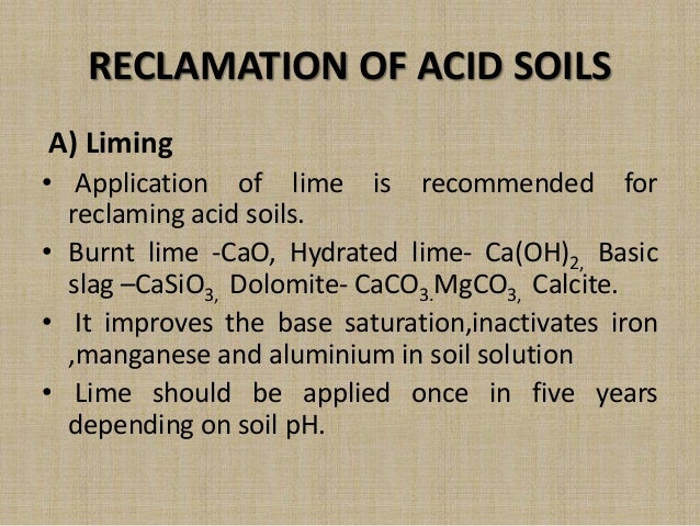 Management of acidic soil