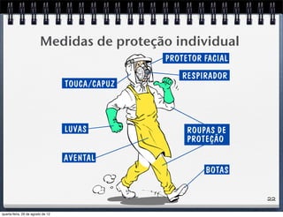 Medidas de proteção individual
22
quarta-feira, 29 de agosto de 12
 