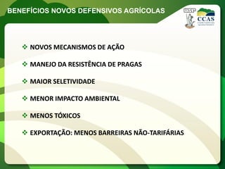 BENEFÍCIOS NOVOS DEFENSIVOS AGRÍCOLAS




    NOVOS MECANISMOS DE AÇÃO

    MANEJO DA RESISTÊNCIA DE PRAGAS

    MAIOR SELETIVIDADE

    MENOR IMPACTO AMBIENTAL

    MENOS TÓXICOS

    EXPORTAÇÃO: MENOS BARREIRAS NÃO-TARIFÁRIAS
 
