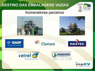 DESTINO DAS EMBALAGENS VAZIAS

          Incineradores parceiros
 