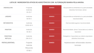 LISTA DE INGREDIENTES ATIVOS DE AGROTÓXICOS COM AUTORIZAÇÃO BANIDA PELA ANVISA:
 
