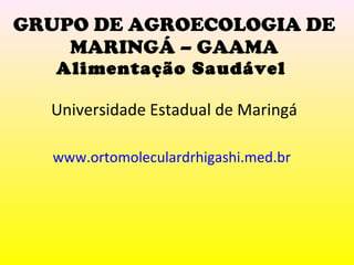 GRUPO DE AGROECOLOGIA DE MARINGÁ – GAAMA Alimentação Saudável  Universidade Estadual de Maringá www.ortomoleculardrhigashi.med.br   