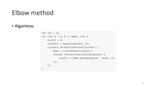 Elbow method
• Algoritmo:
13
 