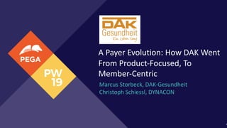 Marcus Storbeck, DAK-Gesundheit
Christoph Schiessl, DYNACON
A Payer Evolution: How DAK Went
From Product-Focused, To
Member-Centric
1
 