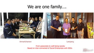 We are one family….
Amnartchareon Lampang
From grassroots to well being society
Based on inter-connected of Social Enterprises with SDGs
 