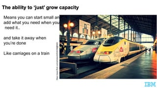 Means you can start small and
add what you need when you
need it..
and take it away when
you’re done
Like carriages on a train
https://www.flickr.com/photos/44534236@N00/
 