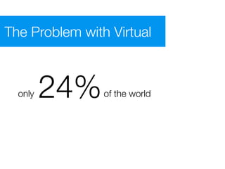The Problem with Virtual



  only   24%    of the world
 