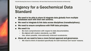 Boosting Data Science in Geochemistry: We Need Global Geochemical Data Standards and Networking!