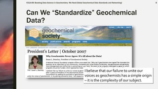 Boosting Data Science in Geochemistry: We Need Global Geochemical Data Standards and Networking!