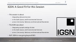 Session IN21A: Integrating Data and Services in the Earth, Space, and Environmental Sciences Across Community, National, a...