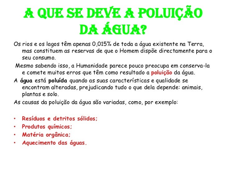 Texto Sobre Poluição Da Agua Com Interpretação